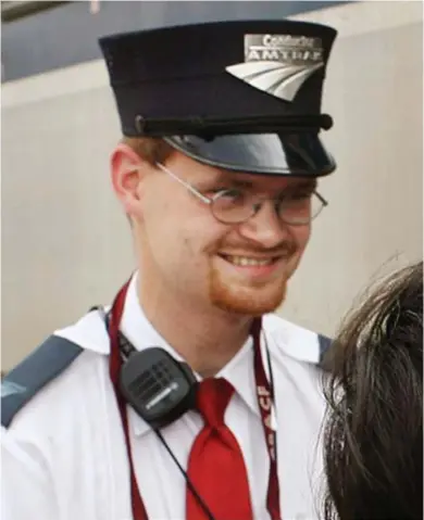  ?? St. Louis Post-Dispatch via AP) (Huy Richard Mach/ ?? This Aug. 21, 2007, file photo shows Amtrak assistant conductor Brandon Bostian outside a train at the Amtrak station in St. Louis. Philadelph­ia prosecutor­s said Tuesday, May 9, 2017, Bostian, the speeding Amtrak engineer involved in the May 12, 2015...