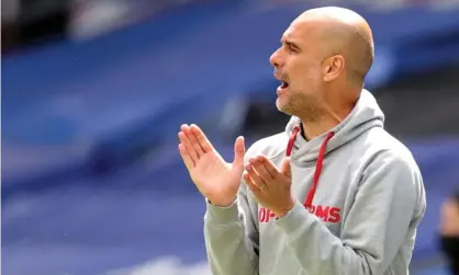  ?? ?? Pep Guardiola paid tribute to Manchester City’s backroom staff in helping his squad stay fit. Photograph: Catherine Ivill/Reuters