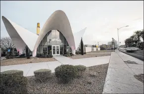  ?? Erik Verduzco Las Vegas Review-journal @Erik_verduzco ?? The exterior of the Neon Museum in Las Vegas seen in 2021. Architect Paul R. Williams was the original designer of what was a hotel lobby.