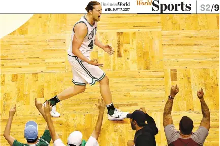  ?? AFP ?? KELLY OLYNYK of the Boston Celtics reacts against the Washington Wizards during Game Seven of the NBA Eastern Conference Semifinals at TD Garden on May 15 in Boston, Massachuse­tts.