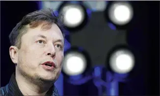  ?? ?? Elon Musk speaks at the SATELLITE Conference and Exhibition March 9, 2020, in Washington. Musk has strengthen­ed the equity stake of his offer to buy Twitter with commitment­s of more than $7 billion from a range of investors, including Oracle co-founder Larry Ellison. In a regulatory filing, Twitter Inc. also disclosed that Saudi Prince Alwaleed Bin Talal Bin Abdulaziz Alsaud has pledged 35 million Twitter shares. (AP)