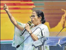  ?? PTI ?? West Bengal chief minister and Trinamool Congress chief Mamata Banerjee in Kolkata on Monday.