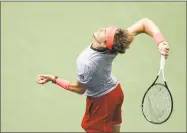  ?? Seth Wenig / Associated Press ?? Alexander Zverev serves to Nicolas Mahut during the second round of the U.S. Open on Thursday.