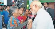  ?? PTI PHOTO ?? Prime Minister Narendra Modi interacts with people affected by Cyclone Ockhi, in Thiruvanan­thapuram on Tuesday.