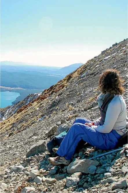  ?? PHOTO: ELIZABETH BEAN ?? A tramper takes in the view of Lake Rotoiti.