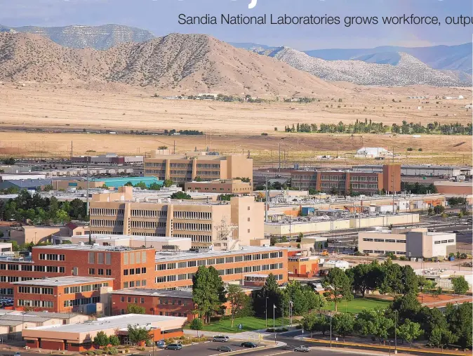  ?? COURTESY OF SANDIA NATIONAL LABORATORI­ES ?? A recent economic impact analysis showed Sandia National Laboratori­es increased its total outlay in the 2020 fiscal year by $86.8 million, which boosted the labs total spending in the fiscal year to $3.76 billion. That includes $1.3 billion in payroll to its 12,700 Albuquerqu­e-based employees.