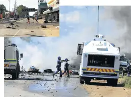  ?? /Tiro Ramatlhats­e (See Page 4) ?? Revolt: Demonstrat­ions against North West Premier Supra Mahumapelo continued in Mahikeng on Thursday‚ with shops being looted and a truck trailer torched. Residents are demanding service delivery and the removal of Mahumapelo.