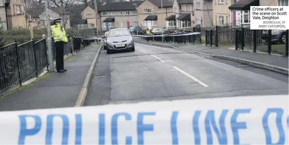  ??  ?? Crime officers at the scene on Scott Vale, DeightonAN­DY CATCHPOOL