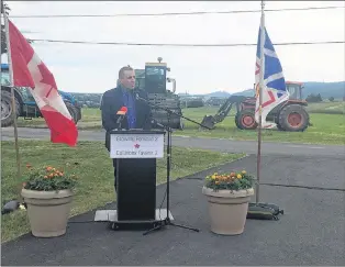  ?? VICTORIA PLOWMAN/THE TELEGRAM ?? Fisheries and Land Resources Minister Steve Crocker speaks at a news conference in St. John’s Wednesday.