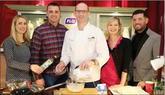  ??  ?? Marianne Walsh (NDC Nutrition Manager) with guest speakers Alan Quinlan, chef Brian McDermott, dietician Paula Mee and Colm O’ Sullivan of Red Fm who was MC at the health & wellbeing evening.