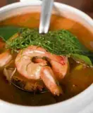  ??  ?? Lime and Basil’s Tom Yum Goong—similar in some ways to “sinigang” but spicier, and has a zesty flavor imparted by lemongrass