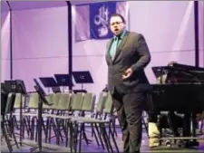  ?? NEIL A. SHEEHAN – DIGITAL FIRST MEDIA ?? Strath Haven alumnus Travis Lucas, Class of 2007, performs a song from “Le Nozze di Figaro” during the Jack Hontz tribute concert on Saturday afternoon.