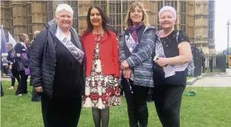  ??  ?? Campaignmp Margaret Ferrier (second left) with constituen­ts at the Westminste­r demonstrat­ion