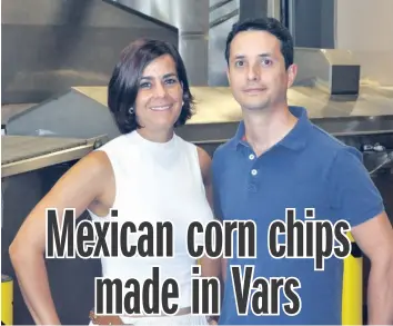  ?? —photo Danic Legault ?? A local corn chips company, Mexican Corn Products, located in the Vars industrial park, is gaining popularity and expanding into bigger and bigger markets. Shown here are co-founders Gabriella Godinez-Laverty (CEO) and her brother Jose Godinez Luna...