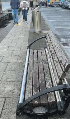  ??  ?? A bench on the seafront in Strandhill. Cllr Tom MacSharry has asked for the benches in Strandhill to be repainted.