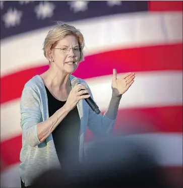  ?? Nick Wagner Austin American-Statesman ?? SEN. ELIZABETH WARREN’S Social Security plan offers more generous increases than her rivals’ proposals, coupled with a stiffer tax bite on the richest Americans. “We need to get our priorities straight,” she says.