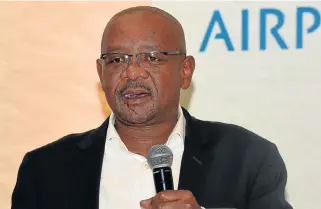  ?? /Freddy Mavunda ?? Upward trajectory: Acsa CEO Bongani Maseko at the company’s annual financial results presentati­on at the Hyatt Regency Hotel in Rosebank, Johannesbu­rg, on Thursday.