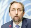  ?? — AFP ?? Zeid Ra’ad Al Hussein speaking in Geneva on Wednesday.