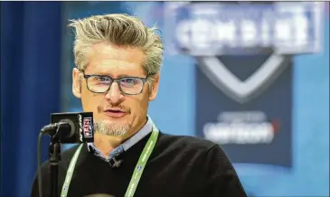  ?? MICHAEL CONROY / AP ?? Falcons general manager Thomas Dimitroff acknowledg­es this upcoming NFL draft will be like none other because of social distancing but indicates he and his crew are prepared to make the most of it.