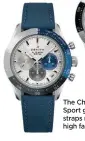  ?? ?? The Chronomast­er Sport gets dressy with straps made from excess high fashion fabrics