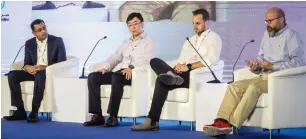  ??  ?? Rajesh Nagpal, director of sales for banking and financial services at GBM; Yuanyuan Liu, director of machine learning at AIG; Dr Ash Booth, head of AI at HSBC; and Patrick Van der Smagt, director of AI at Volkswagen, during a panel discussion on ‘The...