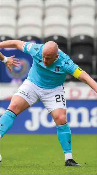  ?? ?? Dundee captain Charlie Adam battles for the ball against St Mirren’s Alex Gogic in Paisley