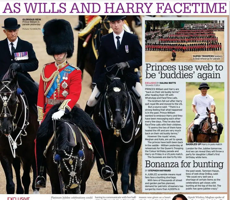  ?? Picture: YUI MOK/PA ?? GLORIOUS REIN Prince William in parade yesterday