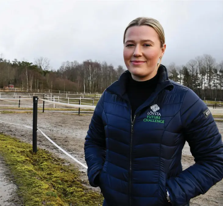  ?? Bild: Thomas Bennelind ?? Johanna Säll Karlsson, 23, lyckades komma tvåa i Lövsta Future Challenge-finalen som hölls under Gothenburg Horse Show.
