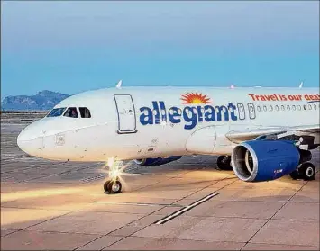  ?? Allegiant Air ?? At its peak, Stewart Airport had five airlines servicing it in 2018, including one internatio­nal carrier, Norwegian. Today two carriers are left, Allegiant and American Airlines.