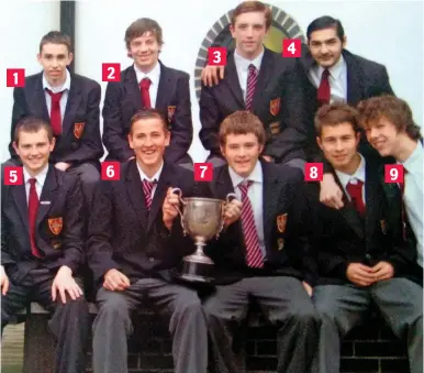  ??  ?? 1 Matthew Warwick, tax adviser; 2 Alex Foss, accountant; 3 Jack Leachman, central heating engineer; 4 Dean Ercan, scaffolder; 5 Matt Roberts; 6 Harry Kane, England captain; Danny Hearty; 8 Sam Broomfield, quantity surveyor; 9 Jack Coker, teacher