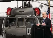  ?? Ned Gerard/Hearst Connecticu­t Media ?? Sikorsky Aircraft President Paul Lemmo in January during a ceremony for the 5,000th Black Hawk helicopter. Sikorsky and parent Lockheed Martin have announced they do not intend to sue over a U.S. Army contract being awarded to rival Bell.