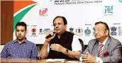  ??  ?? Rajnish Goenka, Chairma, MSME Developmen­t Forum, speaking at the press conference of 5th India Internatio­nal MSME Startup Expo pic/naveen Sharma