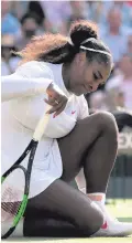  ??  ?? Too much too son: Serena Williams after Wimbledon loss