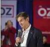  ?? ASSOCISTED PRESS ?? Dr. Mehmet Oz campaigns for U.S. Senate at the Elk’s Lodge in Carlisle, Pa, March 10.