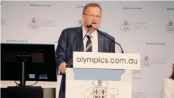  ??  ?? SYDNEY: Australian Olympic Committee (AOC) chief John Coates speaks before a vote for the president of the AOC at their annual general meeting.— AFP