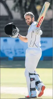  ?? Picture: AFP ?? CENTURY STAR: New Zealand captain Kane Williamson celebrates his century during the second test against Zimbabwe in Bulawayo