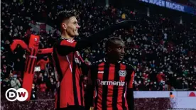  ?? ?? Schick and Diaby are building a connection at Leverkusen