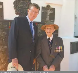  ??  ?? CAPTION: Andrew pictured with WWII veteran Les Monks.