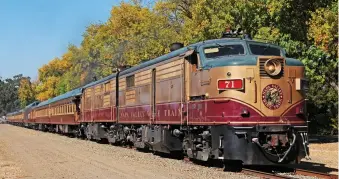  ??  ?? THE NAPA VALLEY WINE TRAIN south of Yountville, right; Indian Springs Resort & Spa, Calistoga, opposite.