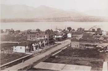  ??  ?? William McFarlane Notman took this photo — part of Eric Waschke’s collection up for sale this weekend — from atop the Hotel Vancouver in 1889. This view looks north from Georgia and Granville. The street in front is Howe.