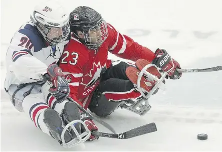  ?? LYLE ASPINALL ?? Kieran Block’s return to the ice began when he took up the sport of sledge hockey. He then helped the Canadian national team win three world championsh­ip medals — a gold and two bronze.