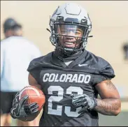  ?? Courtesy photo / University of Colorado athletics ?? Colorado running back Jarek Broussard has impressed running backs coach Darian Hagan during preseason camp.