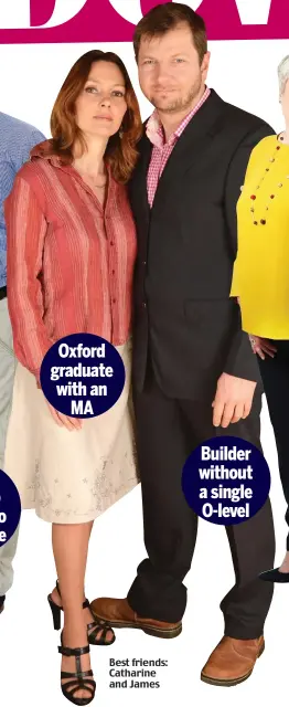  ??  ?? Best friends: Catharine and James Oxford graduate with an MA Builder without a single O-level