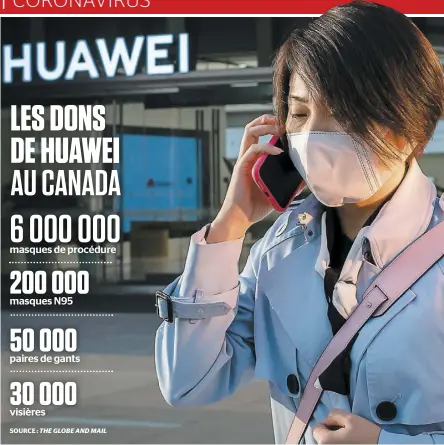  ?? PHOTO D’ARCHIVES ?? Une Chinoise discute au téléphone devant un commerce de Huawei à Pékin au début du mois.