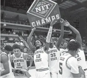  ?? PHOTO COURTESY UNIVERSITY OF NORTH TEXAS ?? Memphis beat Mississipp­i State on Sunday to win the 2021 NIT championsh­ip.