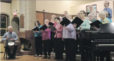  ?? PHOTO COURTESY OF JOHN OSBORNE ?? The choral group Octet Plus, directed by Constance Osborne, performed a benefit concert at Summerlea United Church in Lachine, April 25. Proceeds go to a Syrian refugee family.