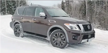  ?? PHOTOS: NEIL VORANO/DRIVING ?? The 2017 Nissan Armada Platinum has powerful towing capacity, but the cargo space could use improvemen­t.