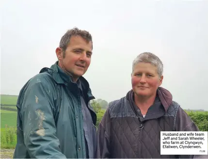  ?? FUW ?? Husband and wife team Jeff and Sarah Wheeler, who farm at Clyngwyn, Efailwen, Clynderwen.