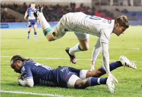  ?? PICTURES: Getty Images ?? Danger out wide: Marland Yarde touches down from AJ MacGinty’s chip