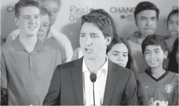  ?? TIMES COLONIST FILE ?? Justin Trudeau speaks to supporters in Esquimalt in August during the federal election campaign. Geoff Johnson says the qualities of a good teacher would work well for a prime minister.